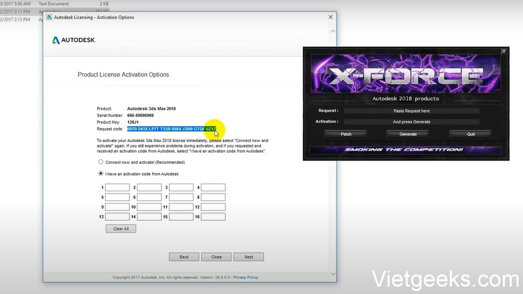 Bước 10: Ấn vào “Generate”, copy phần “Activation” và paste vào ô bên dưới, sau đó chọn Next.